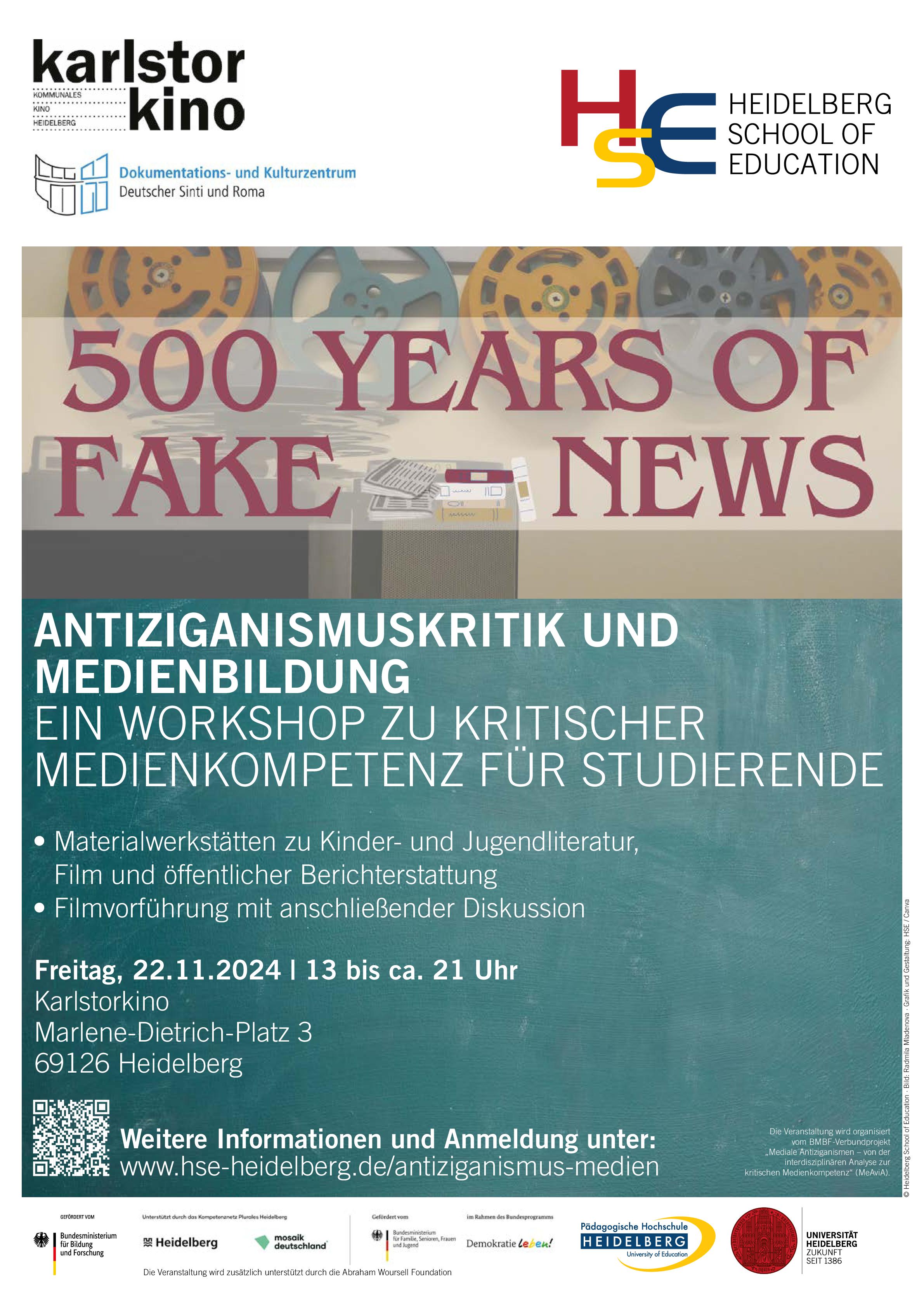 Poster 500 Years of Fake News - Antiziganismuskritik und Medienbildung